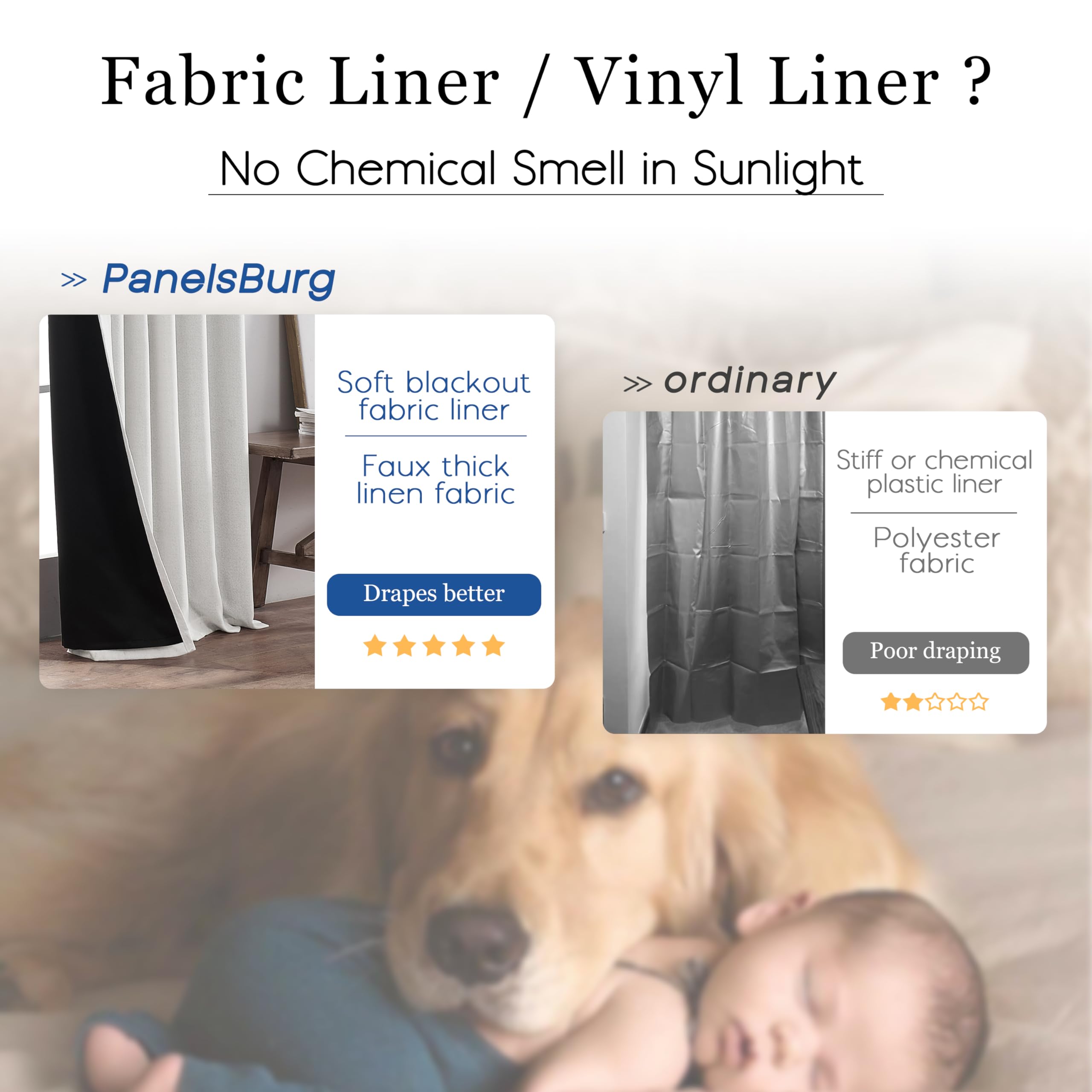 Amazon.com: PANELSBURG Ivory 100% Blackout Curtains 102